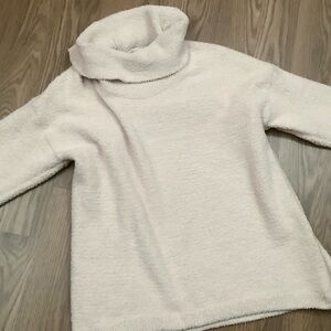 Max Studio Womens Size 1X Sherpa Cozy Soft Cowl Neck Sweater Lightweight Knit